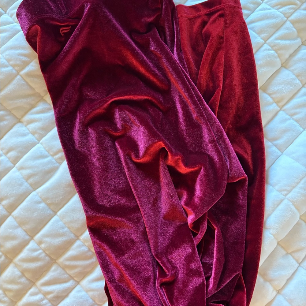 Burgundy Red Velvet Leggings by Fabletics